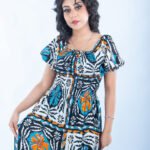 فستان ستان نص كم